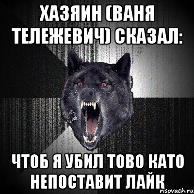 хазяин (ваня тележевич) сказал: чтоб я убил тово като непоставит лайк, Мем Сумасшедший волк