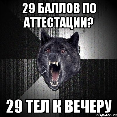 29 баллов по аттестации? 29 тел к вечеру, Мем Сумасшедший волк