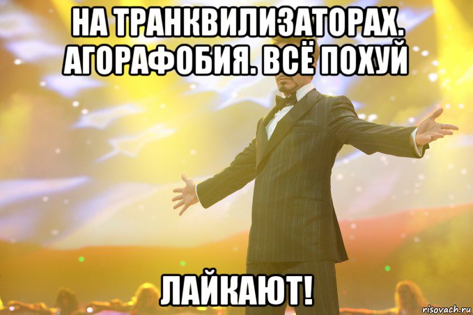 на транквилизаторах. агорафобия. всё похуй лайкают!, Мем Тони Старк (Роберт Дауни младший)