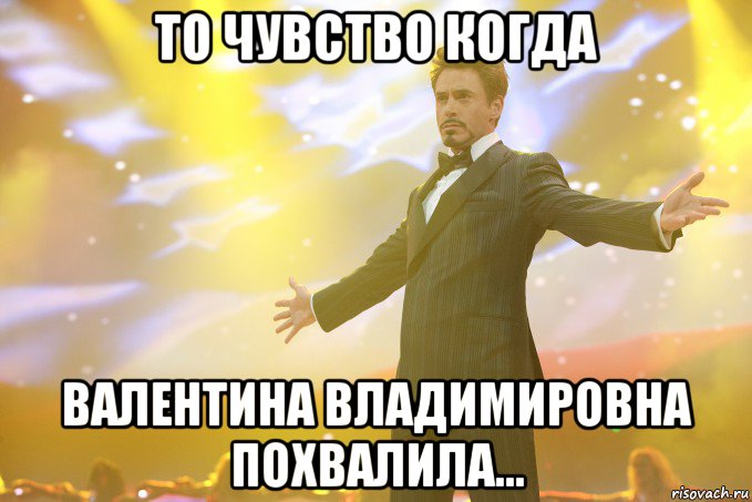 то чувство когда валентина владимировна похвалила..., Мем Тони Старк (Роберт Дауни младший)