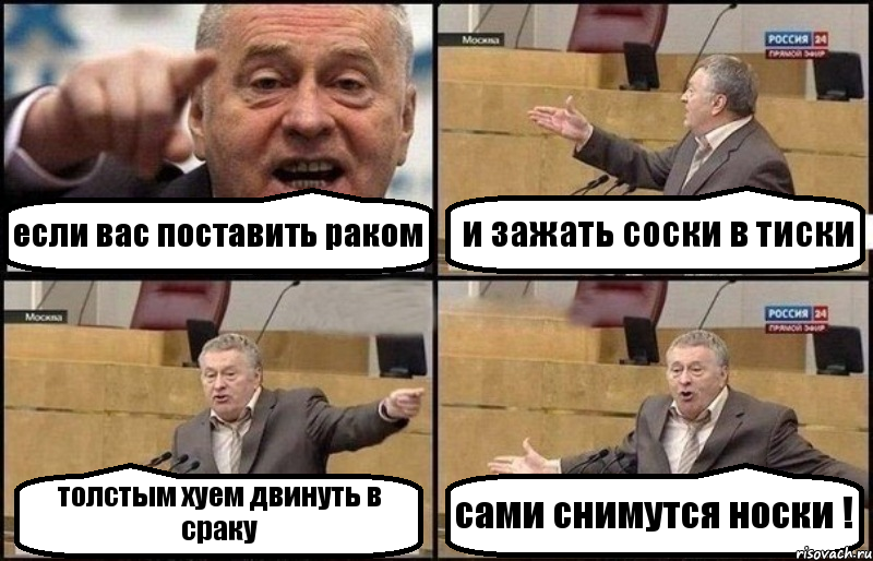 если вас поставить раком и зажать соски в тиски толстым хуем двинуть в сраку сами снимутся носки !, Комикс Жириновский