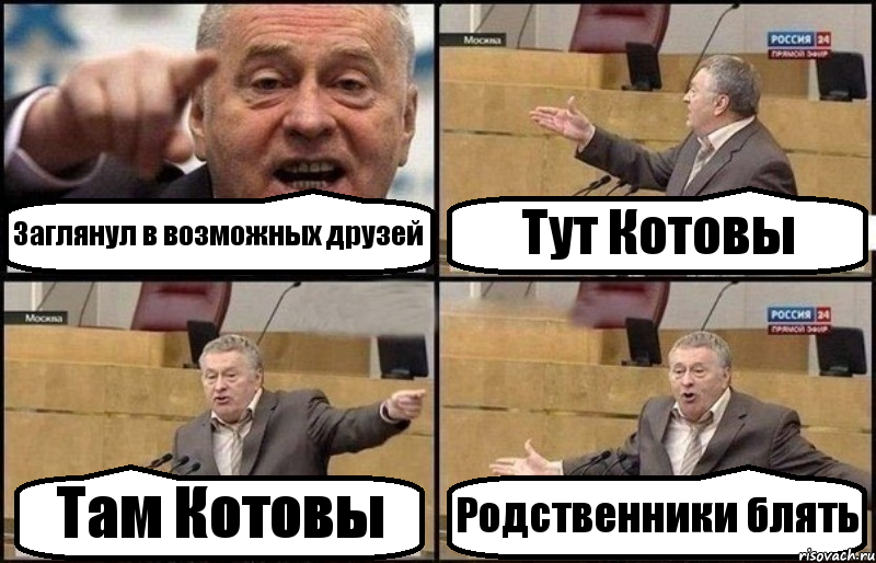 Заглянул в возможных друзей Тут Котовы Там Котовы Родственники блять, Комикс Жириновский