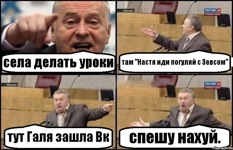 села делать уроки там "Настя иди погуляй с Зевсом" тут Галя зашла Вк спешу нахуй., Комикс Жириновский