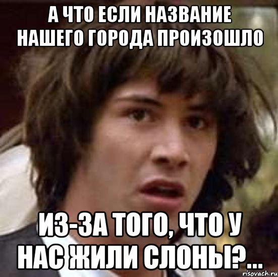 а что если название нашего города произошло из-за того, что у нас жили слоны?..., Мем А что если (Киану Ривз)