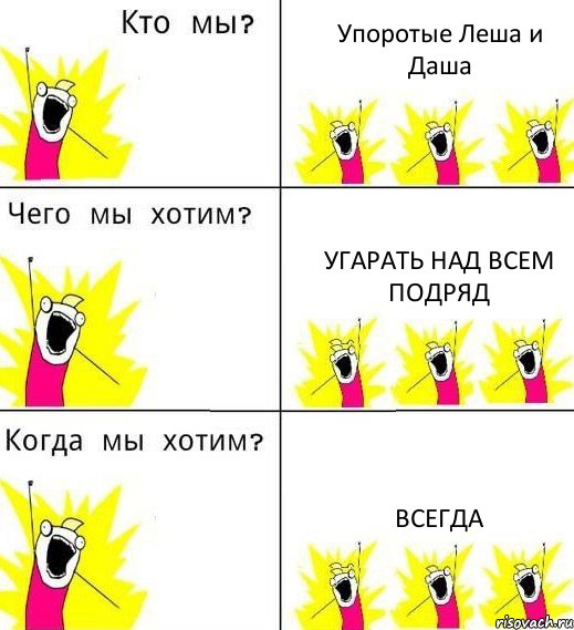 Упоротые Леша и Даша Угарать над всем подряд Всегда, Комикс Что мы хотим