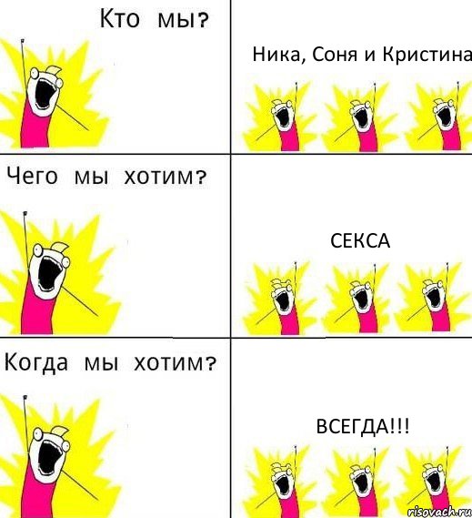 Ника, Соня и Кристина секса всегда!!!, Комикс Что мы хотим