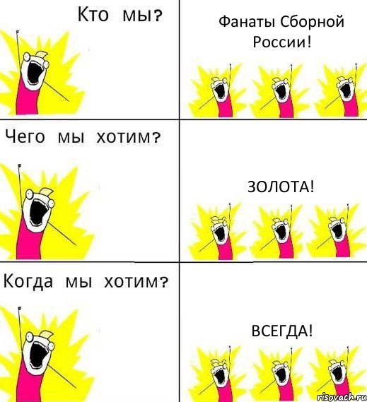 Фанаты Сборной России! Золота! Всегда!, Комикс Что мы хотим