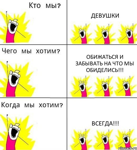 ДЕВУШКИ ОБИЖАТЬСЯ И ЗАБЫВАТЬ НА ЧТО МЫ ОБИДЕЛИСЬ!!! ВСЕГДА!!!, Комикс Что мы хотим