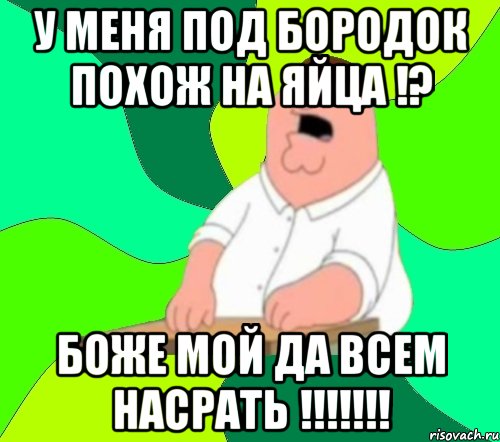 у меня под бородок похож на яйца !? боже мой да всем насрать !!!, Мем  Да всем насрать (Гриффин)