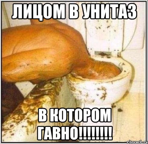 лицом в унитаз в котором гавно!!!