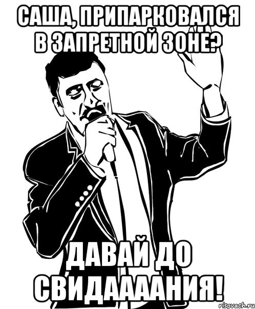 саша, припарковался в запретной зоне? давай до свидаааания!, Мем Давай до свидания