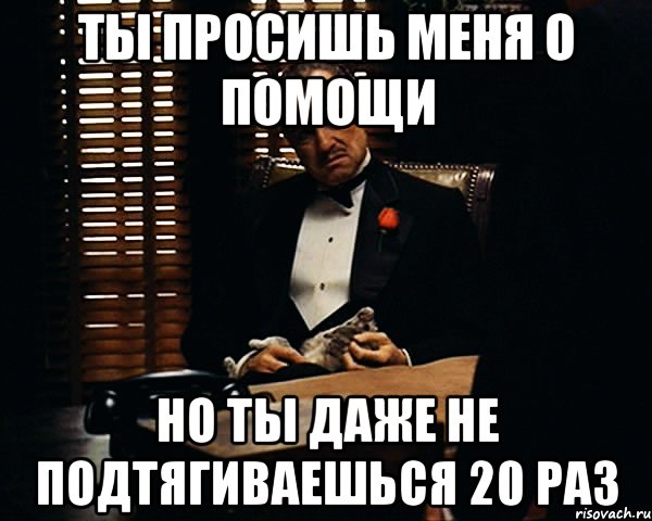 ты просишь меня о помощи но ты даже не подтягиваешься 20 раз, Мем Дон Вито Корлеоне