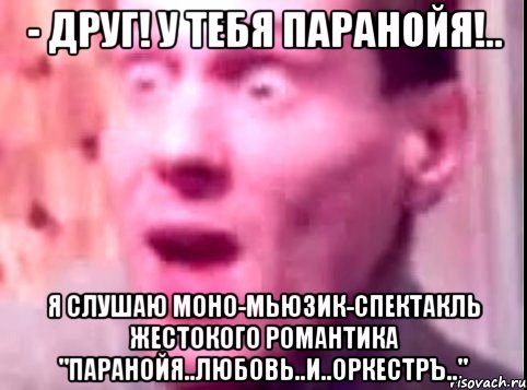 - друг! у тебя паранойя!.. я слушаю моно-мьюзик-спектакль жестокого романтика "паранойя..любовь..и..оркестръ..", Мем Дверь мне запили