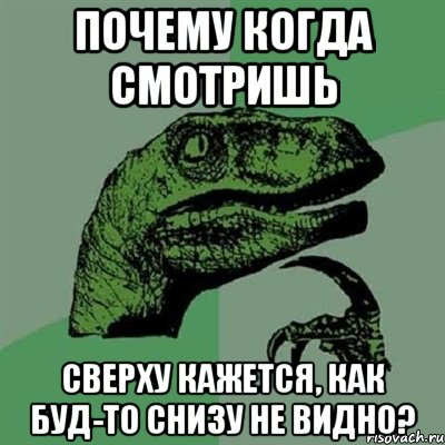 почему когда смотришь сверху кажется, как буд-то снизу не видно?, Мем Филосораптор