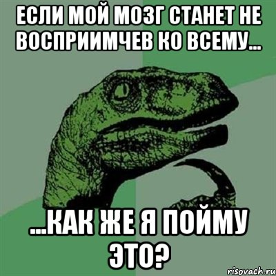 если мой мозг станет не восприимчев ко всему... ...как же я пойму это?, Мем Филосораптор