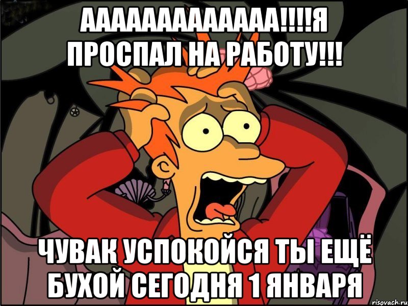 ааааааааааааа!!!я проспал на работу!!! чувак успокойся ты ещё бухой сегодня 1 января