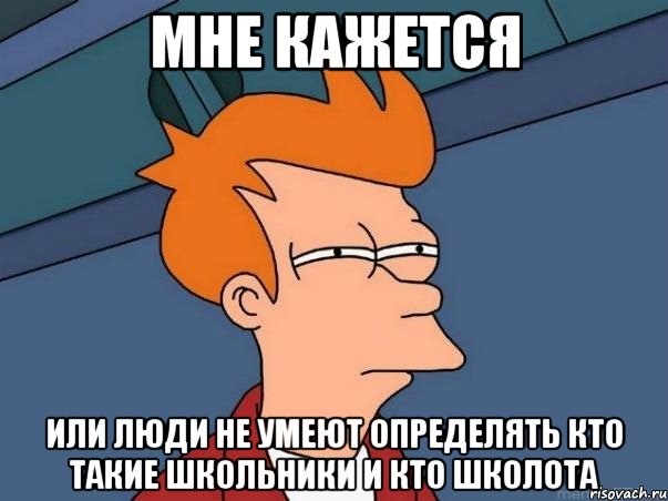 мне кажется или люди не умеют определять кто такие школьники и кто школота, Мем  Фрай (мне кажется или)