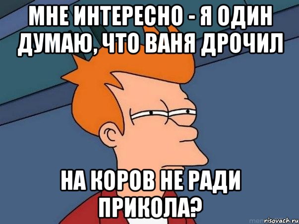 мне интересно - я один думаю, что ваня дрочил на коров не ради прикола?, Мем  Фрай (мне кажется или)