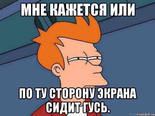 мне кажется или по ту сторону экрана сидит гусь., Мем  Фрай (мне кажется или)