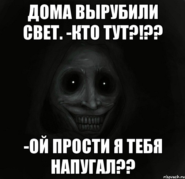 дома вырубили свет. -кто тут?!?? -ой прости я тебя напугал??, Мем Ночной гость