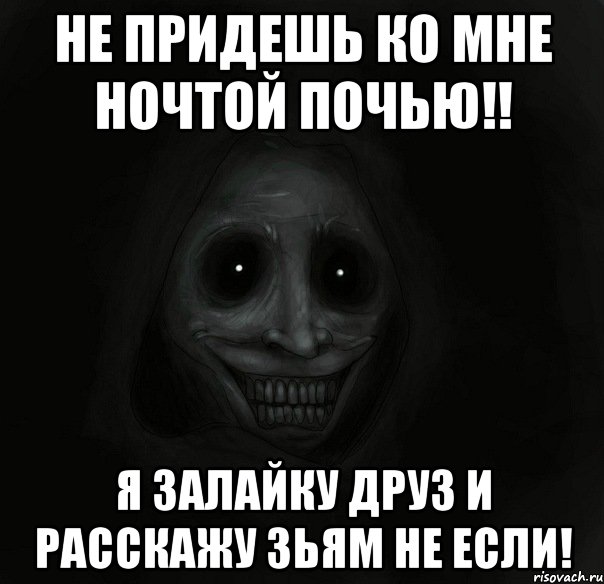 не придешь ко мне ночтой почью!! я залайку друз и расскажу зьям не если!, Мем Ночной гость