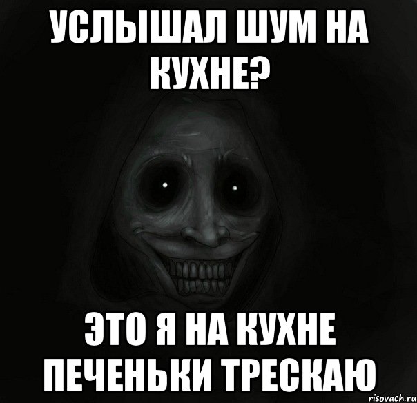 услышал шум на кухне? это я на кухне печеньки трескаю, Мем Ночной гость