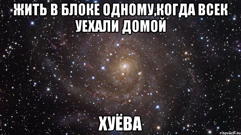 жить в блоке одному,когда всек уехали домой хуёва, Мем  Космос (офигенно)