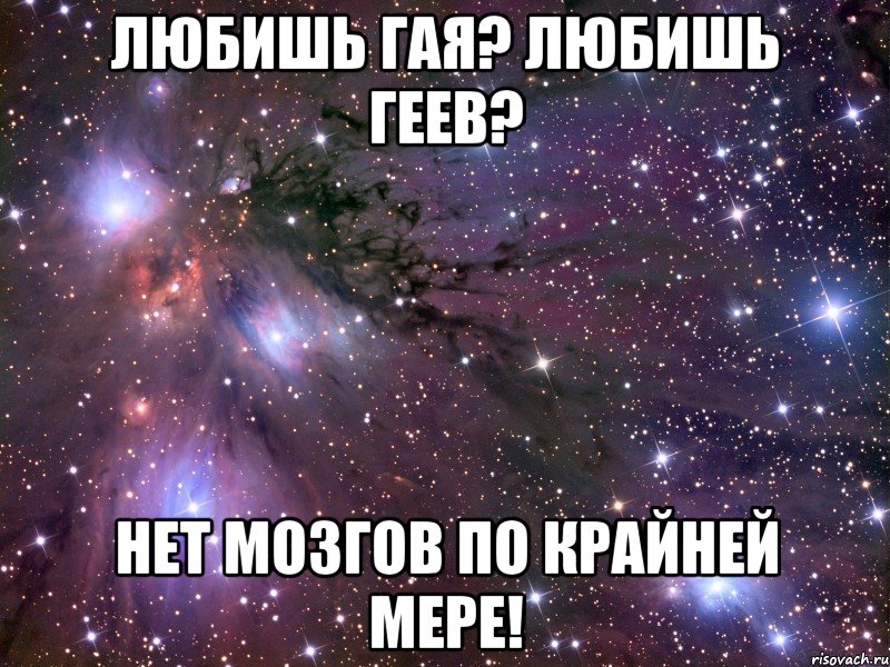 любишь гая? любишь геев? нет мозгов по крайней мере!, Мем Космос