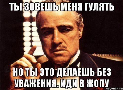 ты зовешь меня гулять но ты это делаешь без уважения. иди в жопу, Мем крестный отец