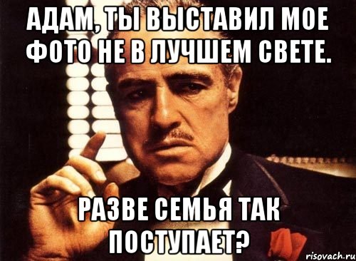 адам, ты выставил мое фото не в лучшем свете. разве семья так поступает?, Мем крестный отец