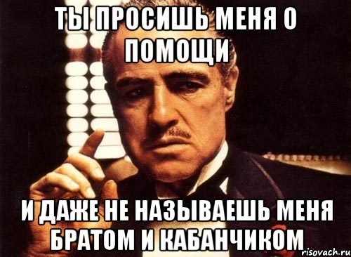 ты просишь меня о помощи и даже не называешь меня братом и кабанчиком, Мем крестный отец