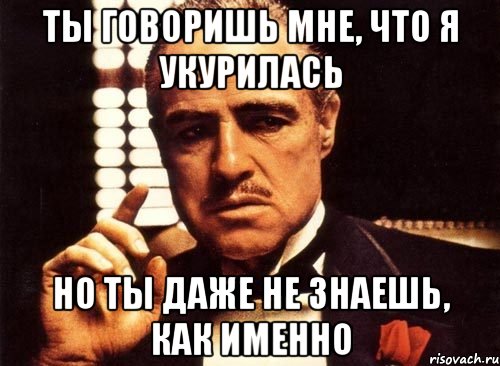 ты говоришь мне, что я укурилась но ты даже не знаешь, как именно, Мем крестный отец