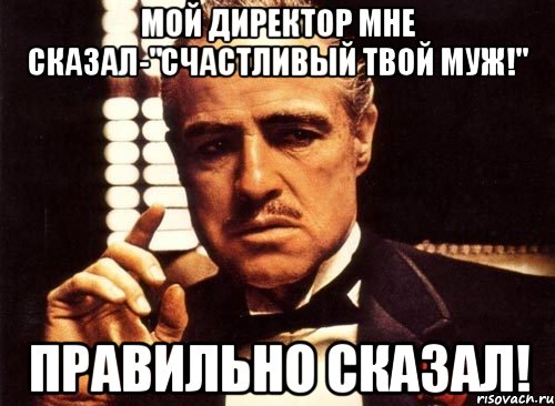 мой директор мне сказал-"счастливый твой муж!" правильно сказал!, Мем крестный отец