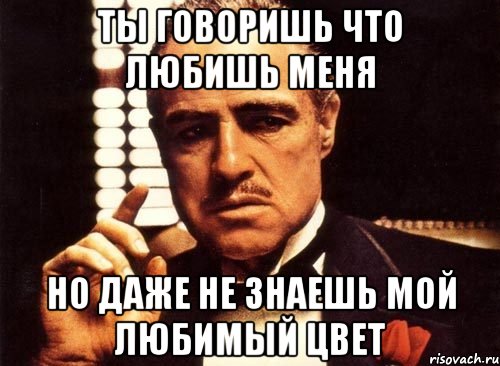 ты говоришь что любишь меня но даже не знаешь мой любимый цвет, Мем крестный отец