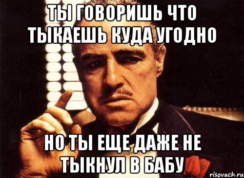 ты говоришь что тыкаешь куда угодно но ты еще даже не тыкнул в бабу, Мем крестный отец