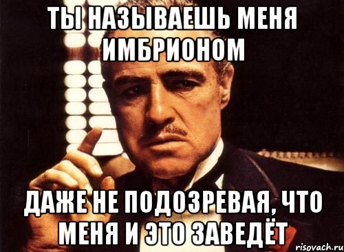 ты называешь меня имбрионом даже не подозревая, что меня и это заведёт, Мем крестный отец