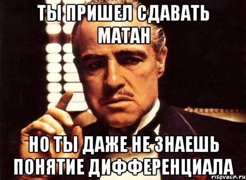 ты пришел сдавать матан но ты даже не знаешь понятие дифференциала, Мем крестный отец