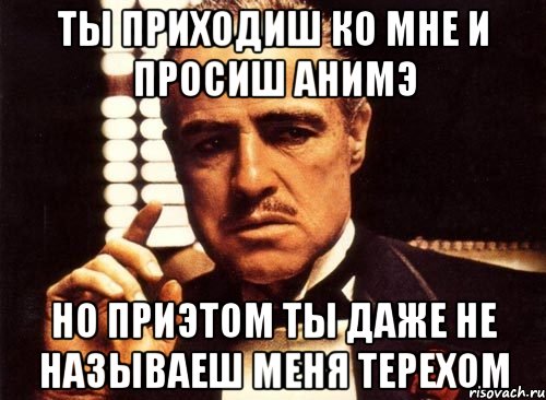 ты приходиш ко мне и просиш анимэ но приэтом ты даже не называеш меня терехом, Мем крестный отец