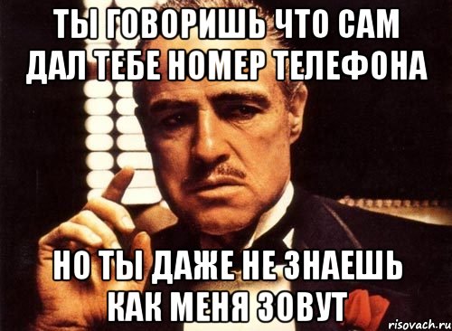 ты говоришь что сам дал тебе номер телефона но ты даже не знаешь как меня зовут, Мем крестный отец