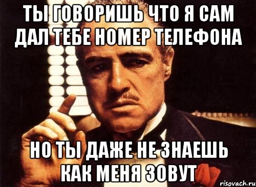 ты говоришь что я сам дал тебе номер телефона но ты даже не знаешь как меня зовут, Мем крестный отец