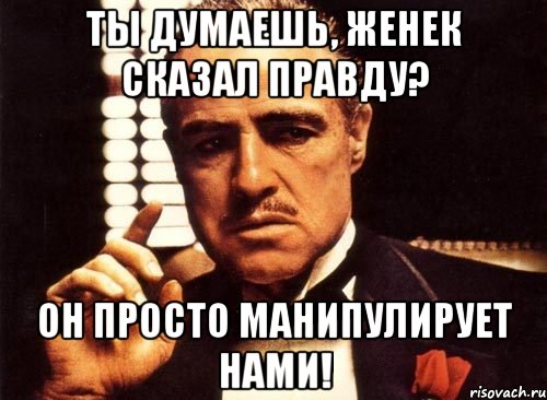 ты думаешь, женек сказал правду? он просто манипулирует нами!, Мем крестный отец