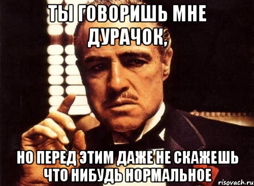 ты говоришь мне дурачок, но перед этим даже не скажешь что нибудь нормальное, Мем крестный отец