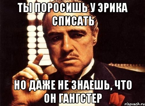 ты поросишь у эрика списать но даже не знаешь, что он гангстер, Мем крестный отец