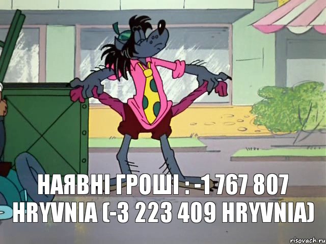 Наявні гроші : -1 767 807 hryvnia (-3 223 409 hryvnia)