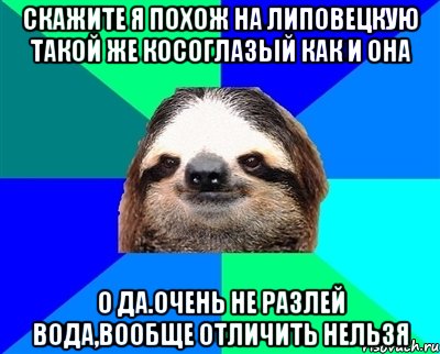 скажите я похож на липовецкую такой же косоглазый как и она о да.очень не разлей вода,вообще отличить нельзя