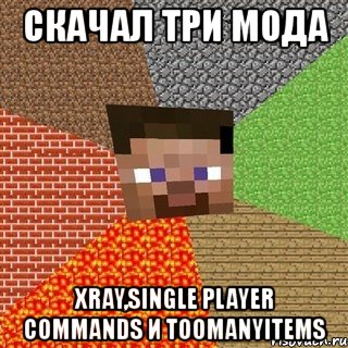 скачал три мода xray,single player commands и toomanyitems, Мем Миникрафтер