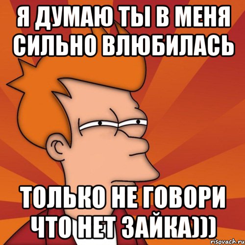 я думаю ты в меня сильно влюбилась только не говори что нет зайка))), Мем Мне кажется или (Фрай Футурама)