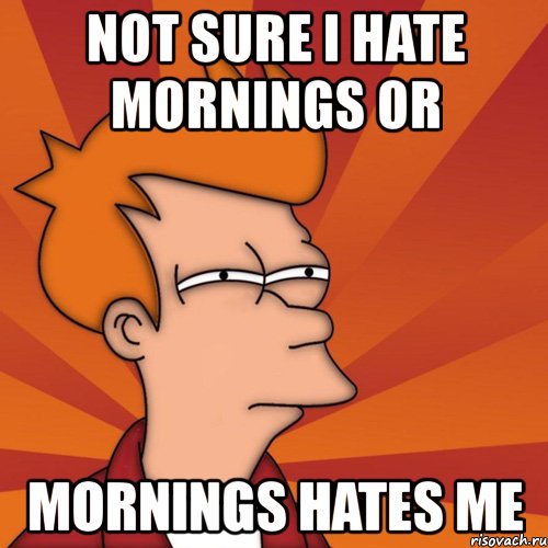 not sure i hate mornings or mornings hates me, Мем Мне кажется или (Фрай Футурама)