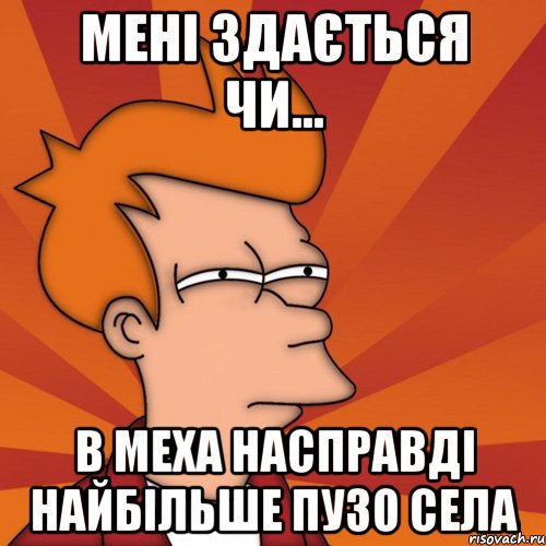 мені здається чи... в меха насправді найбільше пузо села, Мем Мне кажется или (Фрай Футурама)