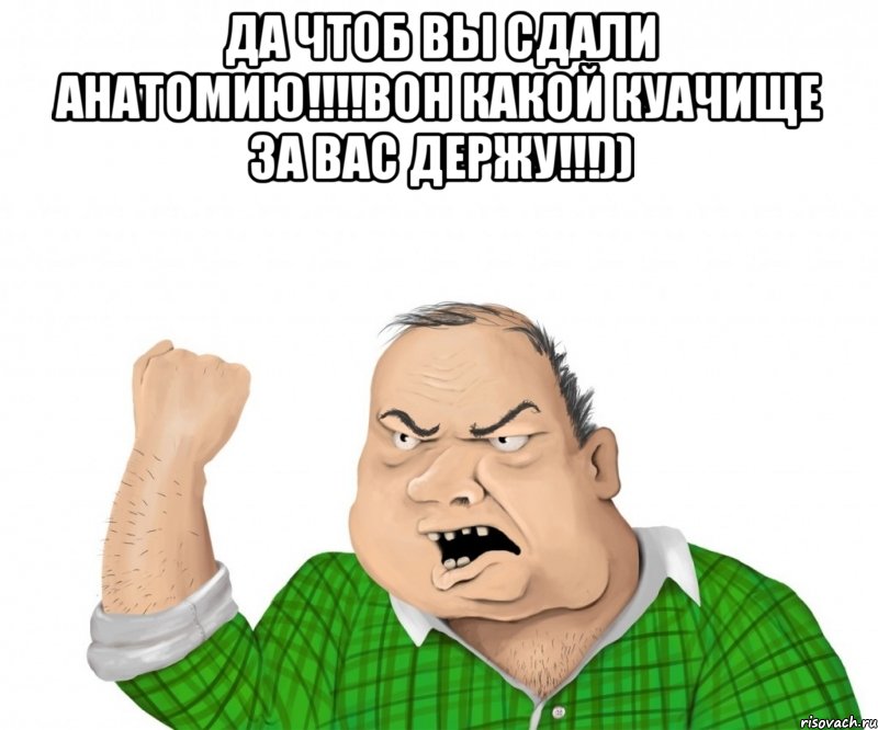 да чтоб вы сдали анатомию!!!вон какой куачище за вас держу!!!)) , Мем мужик